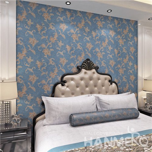 HANMERO Cheap Blue Floral Bedroom Wall PVC Decoration Wallpaper