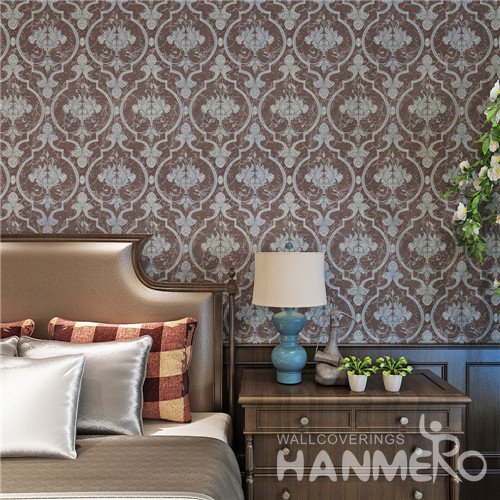 HANMERO Deep Brown Modern Removable Floral Vinyl Wallpaper For Bedroom