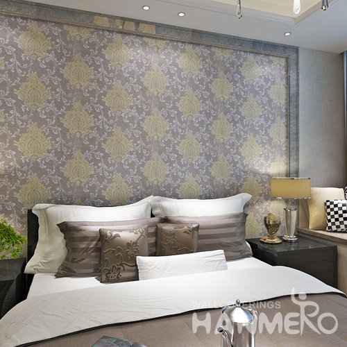 HANMERO European Gold Purple Floral PVC Decorative Wallpaper