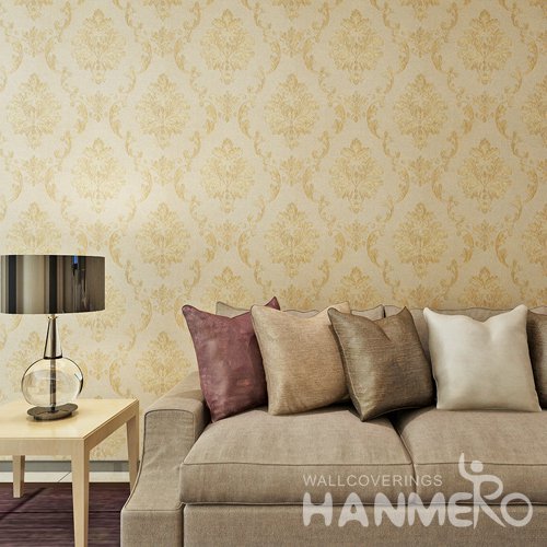 HANMERO Luxury Gold Color Foral European PVC Embossed Wallpaper