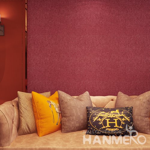 HANMERO Modern Wine Red Simple Decorative PVC Embossed Home Wallpaper