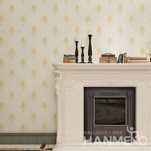HANMERO Champagne Gold Floral European PVC Washable Bedroom Wallpaper
