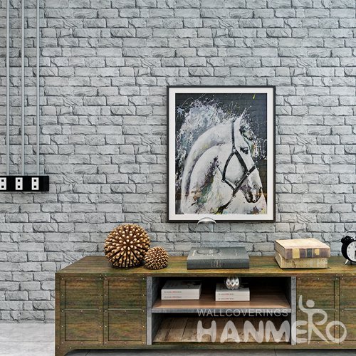 HANMERO Modern 3D Stereoscopic PVC Embossed Brick Wallpaper