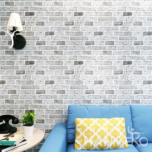 HANMERO Modern Fashion 3D Grey Brick Design PVC Wallpaper With Embossed