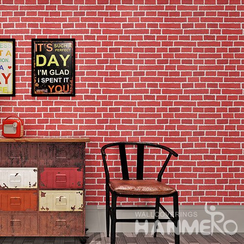 HANMERO Modern 3D Red Brick Waterproof PVC Wallpaper For Wall Decoration
