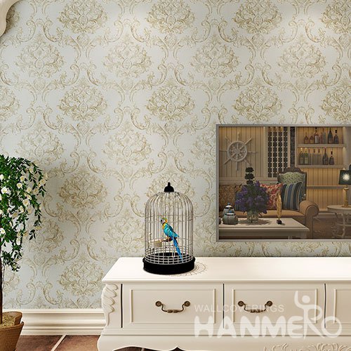 HANMERO European Gold Color PVC Embossed Wallpaper For Interior Room Decoration
