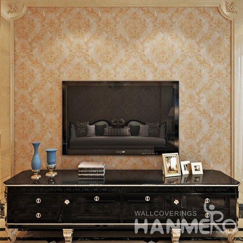 HANMERO Big Flowers Gold Brown European PVC Embossed Wallpaper For Room