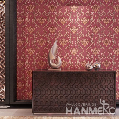 HANMERO Wine Red Cheap Vinyl European Wallpaper For Wall Decoration