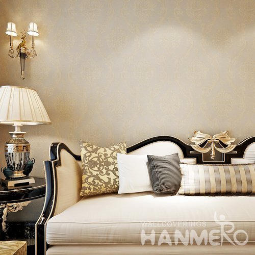 HANMERO Light Golden European Flowers Vinyl Embossed Wallpaper For Home