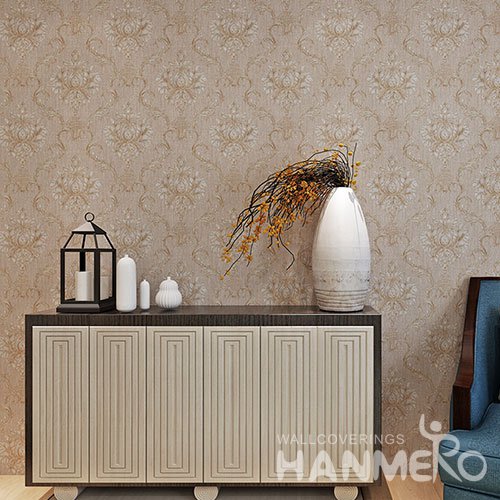 HANMERO Brown Color Flowers Pattern Embossed Surface PVC Home Wallpaper