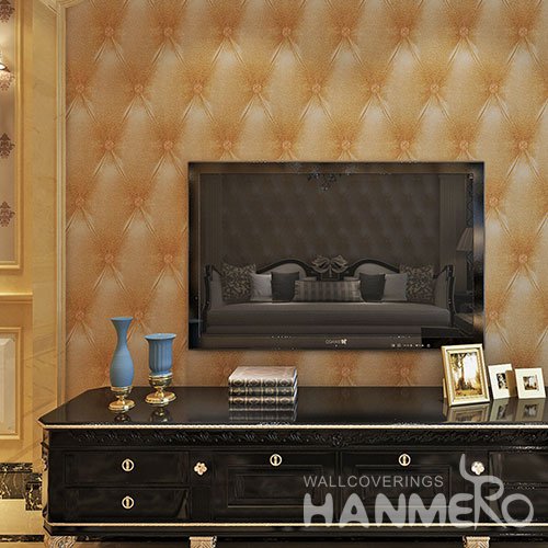 HANMERO Easy Clean PVC 3D Visual Brown Sofa Pattern Embossed Vinyl Wallpaper