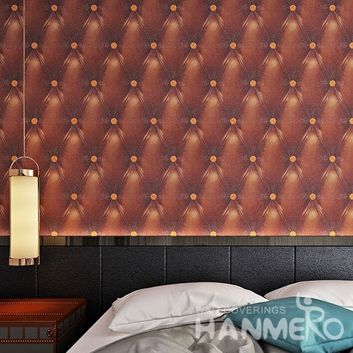 HANMERO Modern 3D Leather Sofa Embossed PVC Wallpaper For TV Background