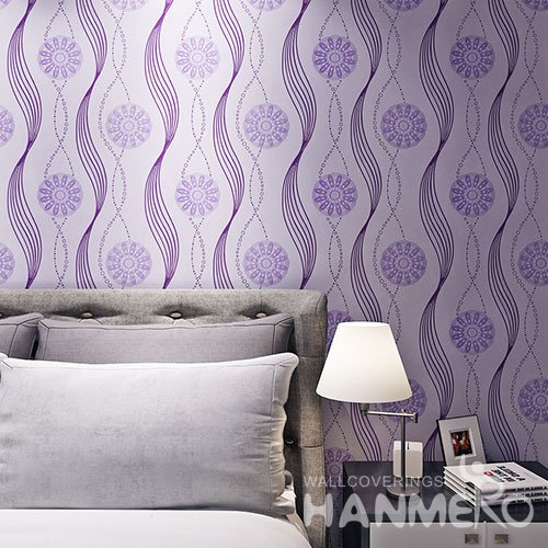 HANMERO Purple Modern Geometric Flower PVC Embossed Wallpaper For Decoration