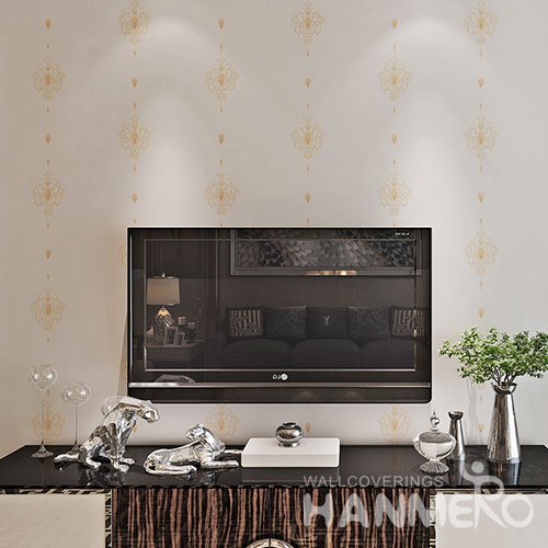 HANMERO White Embossed European Simple PVC Floral Living Room Wallpaper