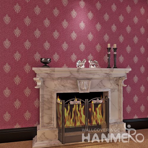 HANMERO Wine Red European Decorative Flowers Embossed Vinyl Wallpaper