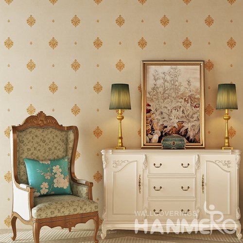 HANMERO PVC Embossed European Floral Vinyl Bedroom Wallpaper