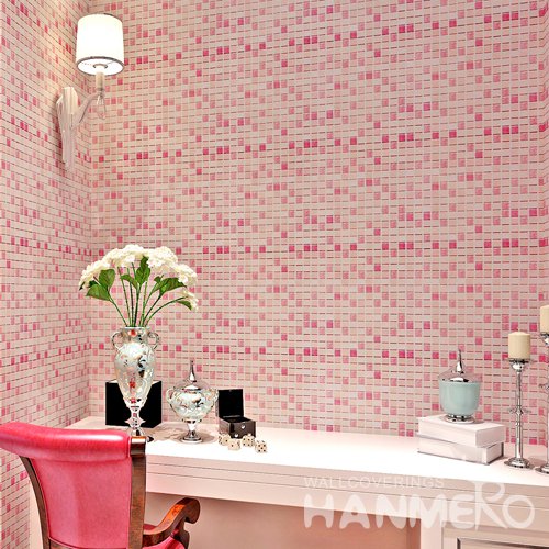 HANMERO Modern Check Pink Peel and Stick Wall paper Removable Stickers