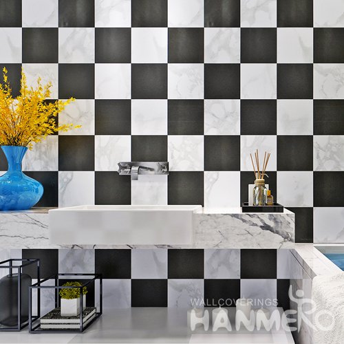 HANMERO Modern Check Black And White Peel and Stick Wall paper Removable Stickers