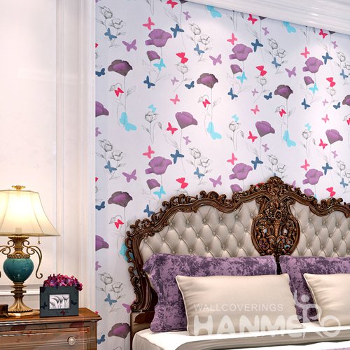 HANMERO Modern Flowers White Peel and Stick Wall paper Removable Stickers