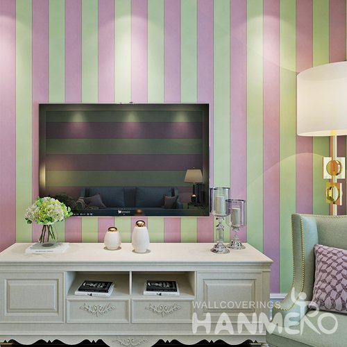 HANMERO Modern Stripe Pink And Green Peel and Stick Wall paper Removable