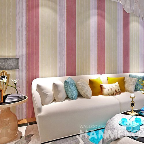 HANMERO Modern Stripe Yellow Pink Peel and Stick Wall paper Removable Stickers