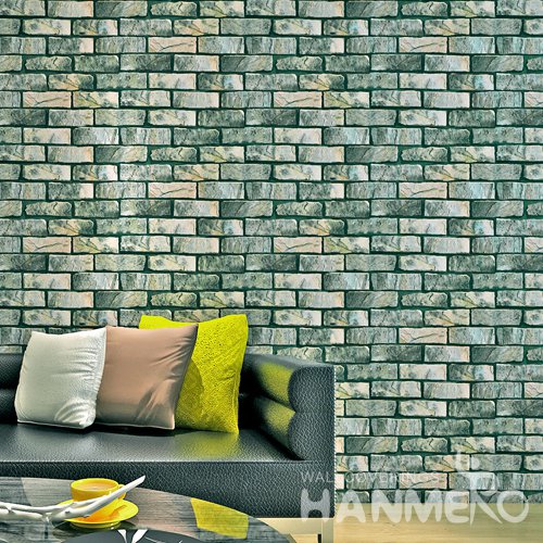 HANMERO Modern Imitation Brick Green Peel and Stick Wall paper Removable Stickers