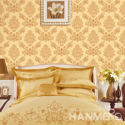 HANMERO Modern Yellow Embossed Vinyl Wall Paper Murals 0.53*10M/roll Home Decor