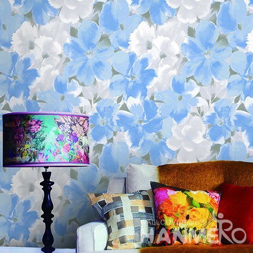 Hanmero Rustic Blue Printed Vinyl Wallpaper 0.53*10M/Roll For Room Decoration