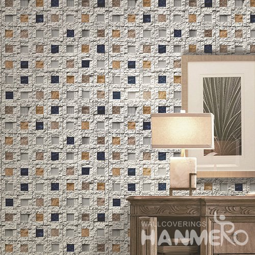 Hanmero Modern 3D Plaid Embossed PVC Wallpaper 0.53*10M/Roll Interior Home