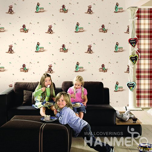 HANMERO Kids Cartoon Yellow Printed Non woven Wallpaper For Baby Interior Room