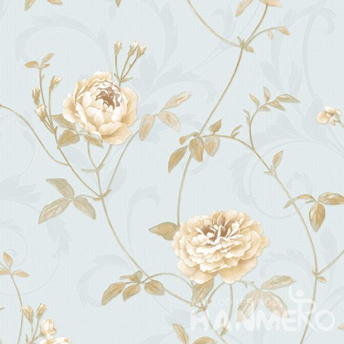 HANMERO Embossed Pastoral Floral Blue PVC Wallpaper For Home Interior Decoration