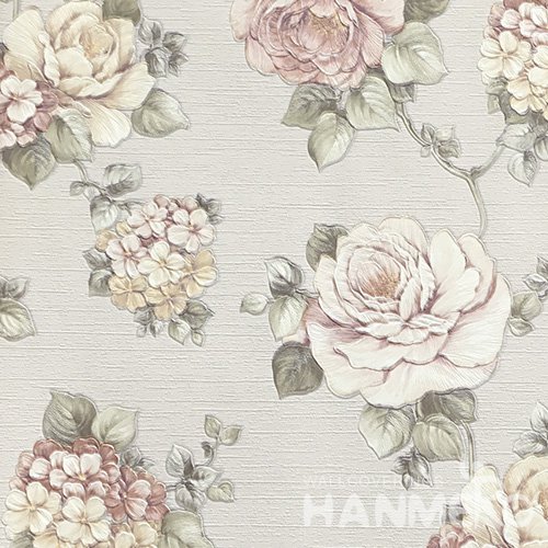 HANMERO Pastoral Deep Embossed PVC Pink Floral Wallpaper 580g 0.53*10M/Roll