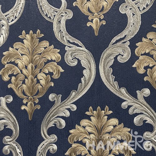 HANMERO Standard Floral PVC Wallpaper European Blue  0.53*10M/Roll For Room Wall