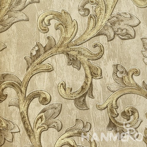 HANMERO Hot Selling 1.06*15.6M/Roll European PVC Embossed Yellow Floral Home Decorative Wallpaper
