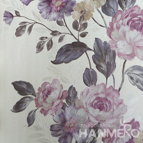 HANMERO Pink Durable Vinyl Embossed Rural Floral Wall Paper Decoration Interior