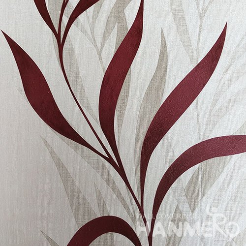 HANMERO Red Durable Vinyl Embossed Rural Leaf Wall Paper Decoration Interior