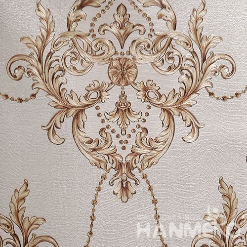 HANMERO Brand New Italian Design European PVC Embossed Brown Floral Home Wallpaper