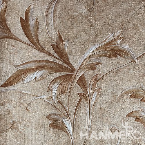 HANMERO Brand New Italian Design European PVC Embossed Brown Leaf Home Wallpaper