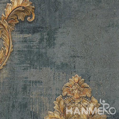 HANMERO Brand New Italian Design European PVC Embossed Dark Green Floral Home Wallpaper
