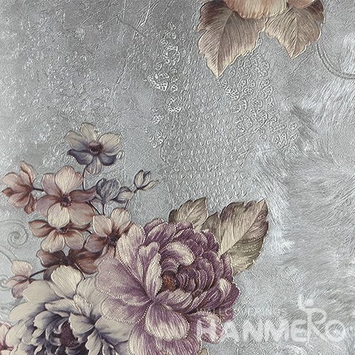 HANMERO Brand New Italian Design European PVC Embossed Grey Floral Home Wallpaper