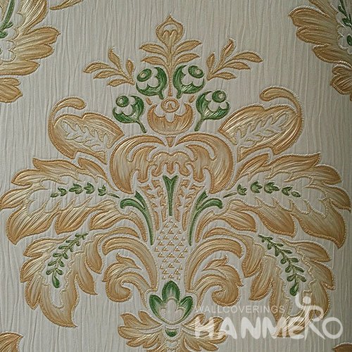 HANMERO Standard PVC Material European Style  0.53*10M/Roll Green And Yellow Floral Wallpaper For Room
