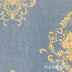 HANMERO 0.53*10M/Roll European PVC Embossed Wallpaper With Blue Floral For Wall