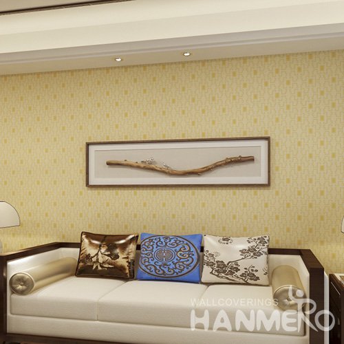HANMERO Embossed Modern Geometric Yellow PVC Wallpaper For Home Interior Decoration