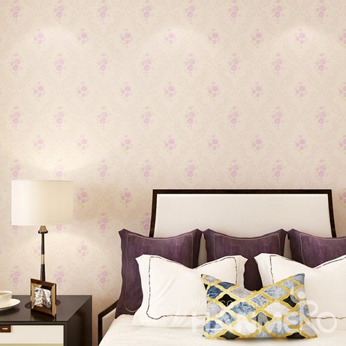 HANMERO Embossed Pastoral Floral Pink PVC Wallpaper For Home Interior Decoration