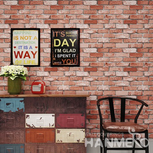 HANMERO Embossed Modern Red Brick PVC Wallpaper For Home Interior Decoration