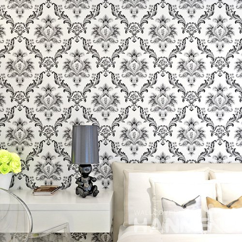 HANMERO Embossed European Floral Black And White PVC Wallpaper For Home Interior Decoration