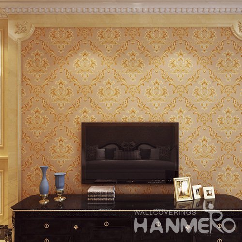 HANMERO Embossed European Floral Brown PVC Wallpaper For Home Interior Decoration