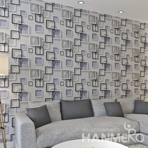 HANMERO Embossed Modern 3D Geometric White And Black PVC Wallpaper For Home Interior Decoration