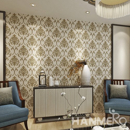 HANMERO Embossed European Floral Green Coffee PVC Wallpaper For Home Interior Decoration