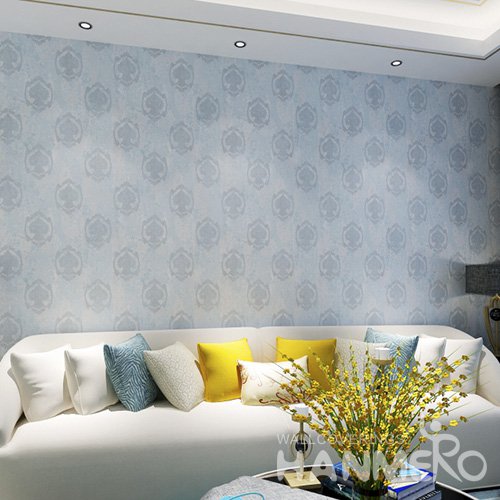 HANMERO Blue 1.06*15M Embossed Bed Room PVC Wallpaper Dealer